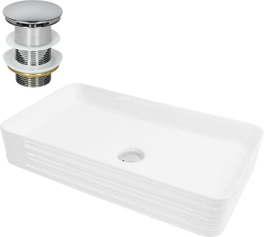 ML-Design Aufgesetztes Waschbecken Keramik 68x38x12cm Weiß