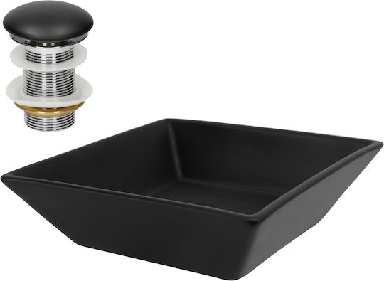 ML-Design Επικαθήμενος Νιπτήρας Κεραμικός 41x41x12cm Μαύρος ML-Design Επικαθήμενος Νιπτήρας Κεραμικός 41x41x12cm Μαύρος