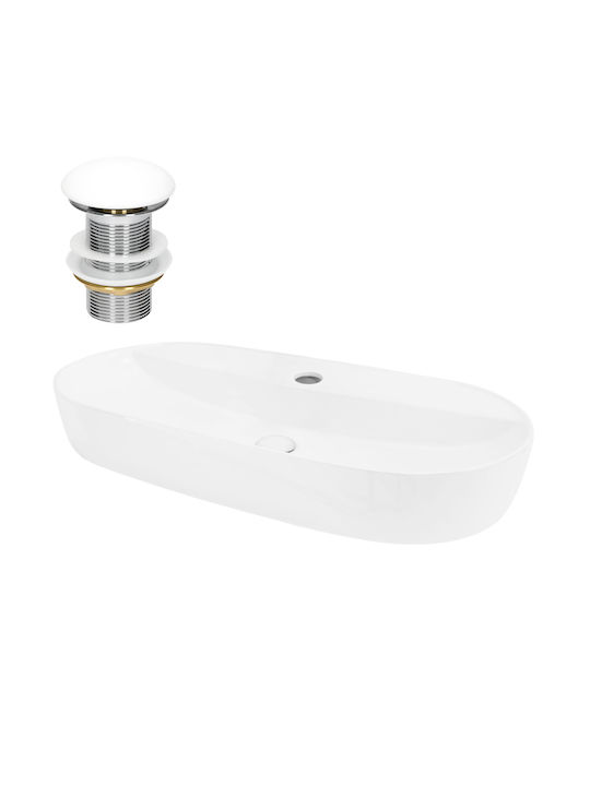 ML-Design Επικαθήμενος Νιπτήρας Κεραμικός 80x40x12cm Λευκός