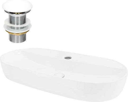 ML-Design Επικαθήμενος Νιπτήρας Κεραμικός 80x40x12cm Λευκός