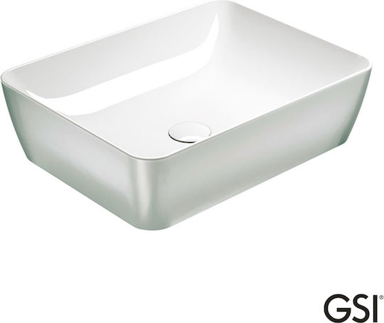 GSI Επικαθήμενος Νιπτήρας Πορσελάνης 50x38cm Platinum/white