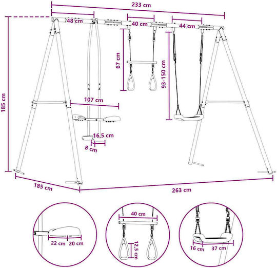 vidaXL Hanging Swing for 3+ Years Multicolour
