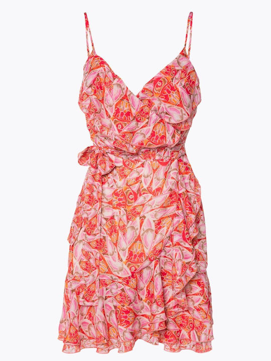 Summer Mini Slip Dress Wrap with Ruffles Floral