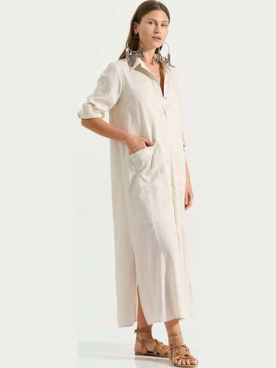 Sommer Maxi Hemdkleid Beiges