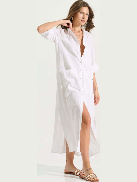 Summer Maxi Shirt Dress White