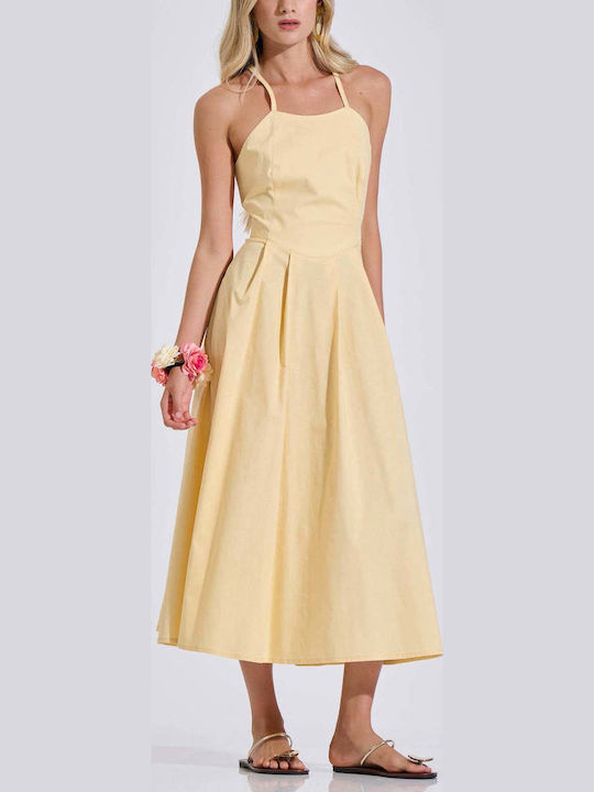 Summer Midi Slip Dress Yellow