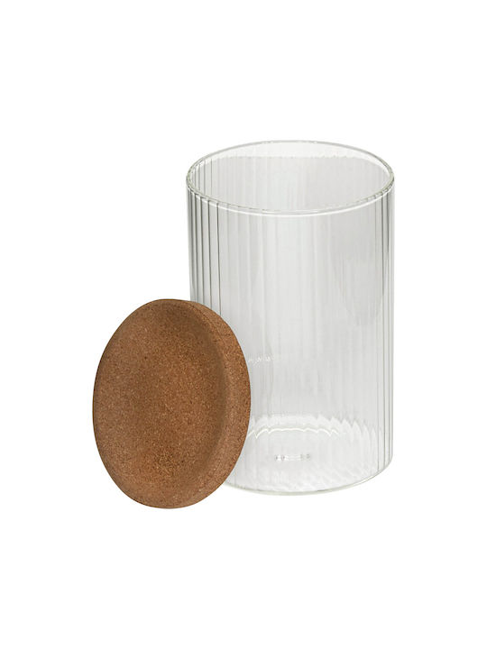 Marva Set of 2 General Use Glass Jars with Cork Transparent 13.6x9.6x17.6cm 2 Pieces