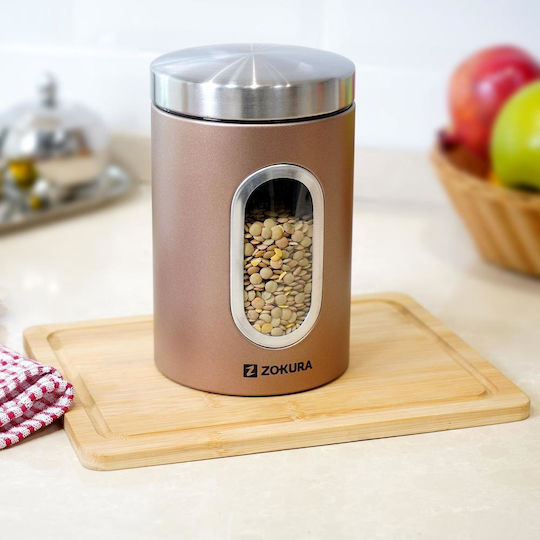 Zokura Jar for Coffee Sugar Pasta with Lid Made of Stainless Steel Grey 1500ml