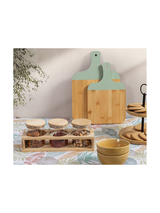 Glass Jars Wooden Lid Bamboo Base 8x9.2-10.3 Transparent Nef-nef Homeware Glass Bamboo