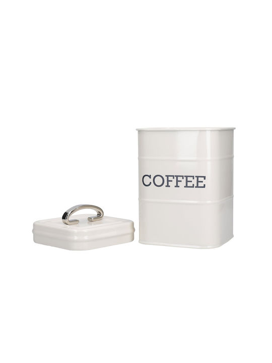 Kitchen Craft Coffe Living Nostalgia Box Kaffee mit Deckel Metallisch Weiß 11x11x17cm