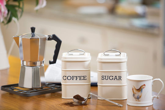 Kitchen Craft Coffe Living Nostalgia Box Kaffee mit Deckel Metallisch Weiß 11x11x17cm