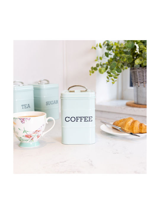Kitchen Craft Living Nostalgia Κουτί για Καφέ με Καπάκι Μεταλλικό Πράσινο 11x11x17cm