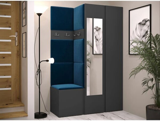 Hartford 350 Eingangsmöbel mit Spiegel & Garderobe Γραφίτης 116x44x186cm