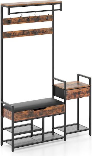 Mobilier Hol cu Suport pentru Haine Suport pentru Pantofi și Bancă Industrial 120x30x178cm