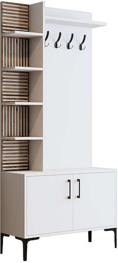 Viyana Mobilier de Intrare cu Dulap pentru Pantofi White 90x35x200cm