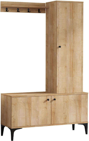 Mobilier de Intrare cu Dulap pentru Pantofi Oak-black 110x40x175cm