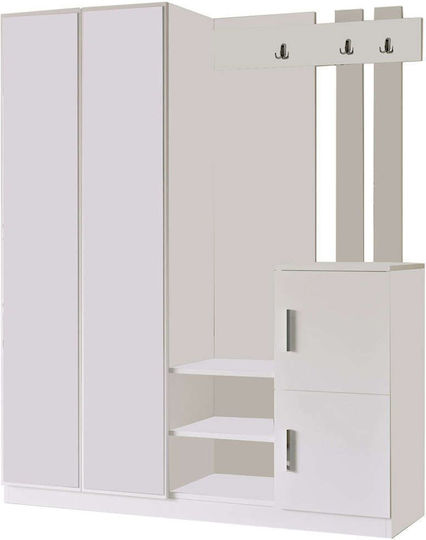 Mobilier de Intrare cu Dulap pentru Pantofi White 147.2x37.5x179.7cm