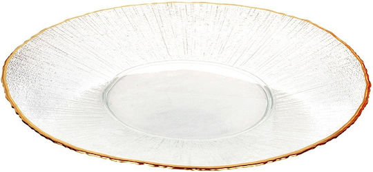 Home&Styling Collection Πιάτο Ρηχό Γυάλινο Χρυσό με Διάμετρο 28cm
