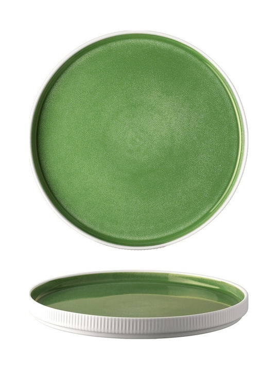 Ready Plate Shallow made of Porcelain Green with Diameter 26.6cm 6pcs
