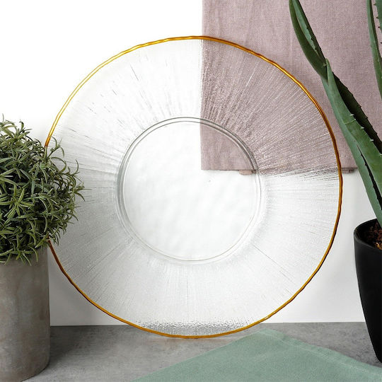 Home&Styling Collection Gold Shallow Serving Plate with Diameter 32cm