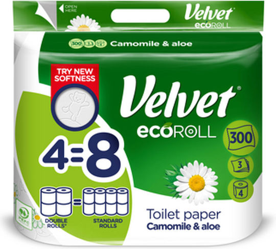 Velvet Ecoroll Chamomile Aloe Toilet Paper Pack 4 Rolls