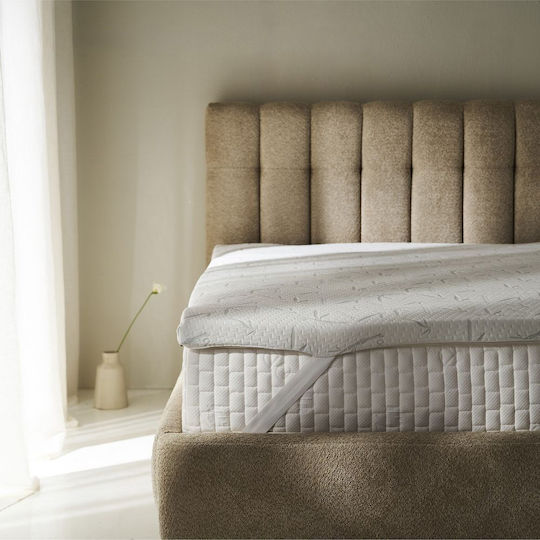 La Luna Mattress Topper Easy Rest Double Memory Foam with Bamboo Fibers , Removable Cover & Elastic Straps 140x200x5cm
