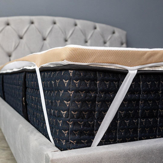 Como felt & wadding producers Mattress Topper Double Memory Foam with Bamboo Fibers Removable Cover & Straps 150x200x4cm