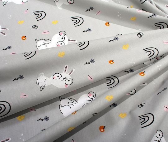 Dimcol Rabbit Garden 586 Бебешка Кърпа За Преповиване Памучна Сива 80x80см