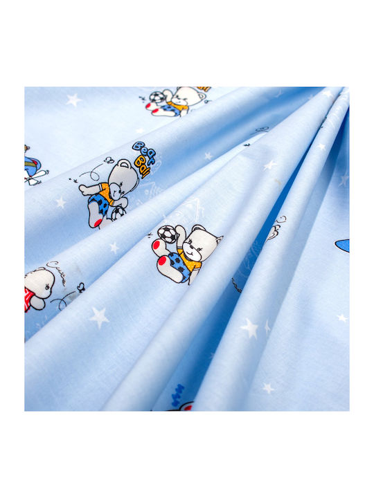 Dimcol Bear's Playtime 591 Baby Burp Cloth Cotton Light Blue 80x80cm