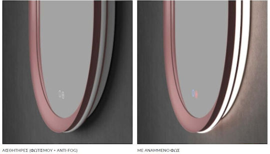 Imex Oval Bathroom Mirror Led Metal 50x90cm Black