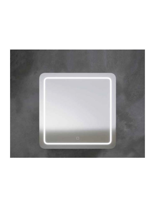 Tema Badezimmerspiegel Led aus MDF 60x60cm Weiß