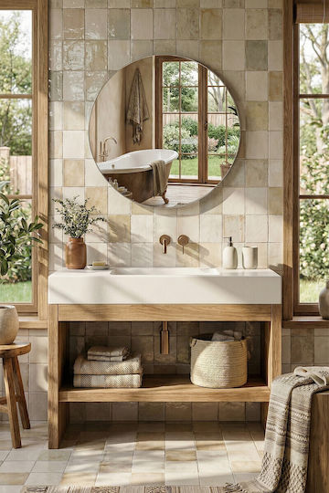 SteweHome STE-009877-P9877 Στρογγυλός από Μέταλλο 70x70cm Μπεζ SteweHome STE-009877-P9877 Στρογγυλός από Μέταλλο 70x70cm Μπεζ