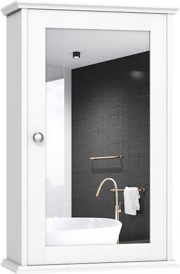 Costway BA8033WH Καθρέπτης από MDF με Ράφι & Ντουλάπι 34x15cm Λευκός