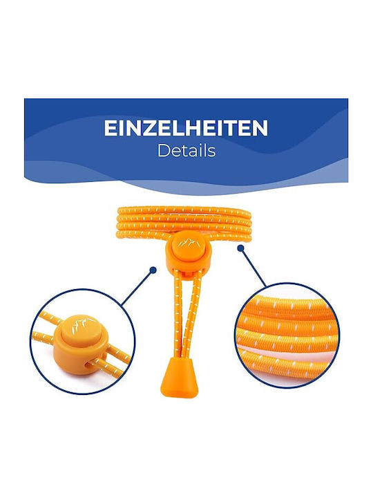 Set 5 Everest Fitness Elastische Sportschnürsenkel Keine-Knoten Verstellbar Universell 118 Cm Nylon Erwachsene Kinder Orange