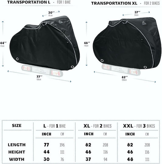 TeamObsidian Husă Impermeabilă Pentru Bicicletă 2 Biciclete XL Material Oxford 600D Durabil Protecție UV Neagră