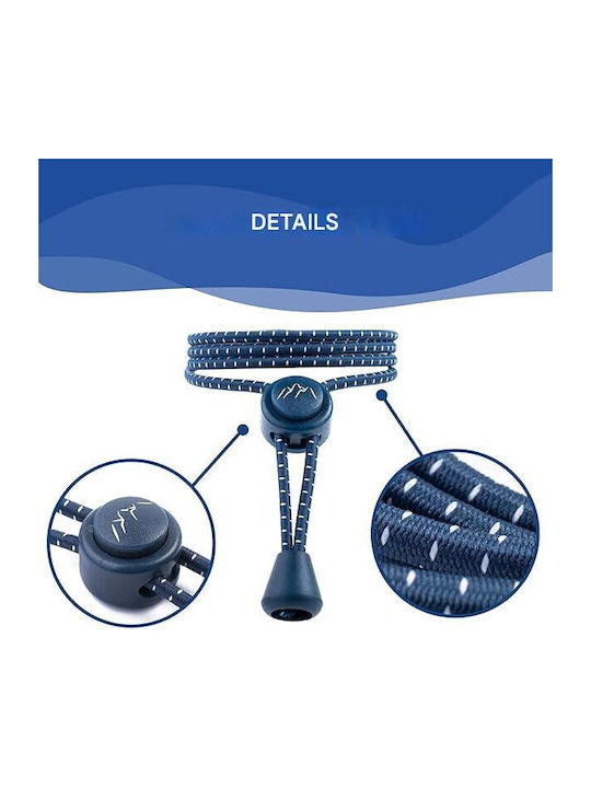 Set 5 Şireturi Elastice Sportive Everest Fitness Reglabile Universale Fără Nod 118 Cm Nailon Adulţi Copii Albastru Închis