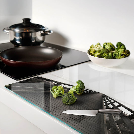 Multipurpose Glass Kitchen Board Tempered Glass Wooden Pier 80x52 Cm