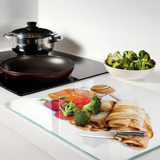 Glass Kitchen Chopping Board Print Tempered Glass Delicious Pancakes 60x52 Cm