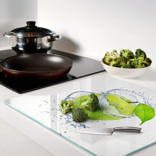 Schneidebrett Aus Glas Mit Grünem Apfel Design 60x52 Cm