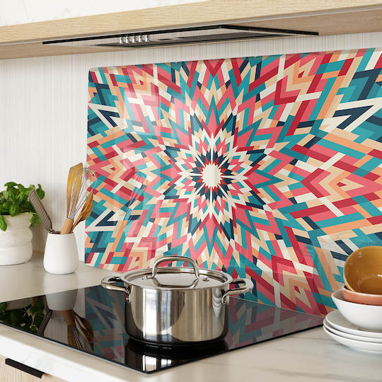Schneidebrett Aus Glas Für Küchenarbeitsplatte Mit Gehärtetem Glas Kaleidoskop 80x52 Cm