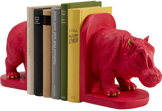 Rhino Party Book End Holders Polyresin Pink Set 2 Pieces 13x19.5x31cm