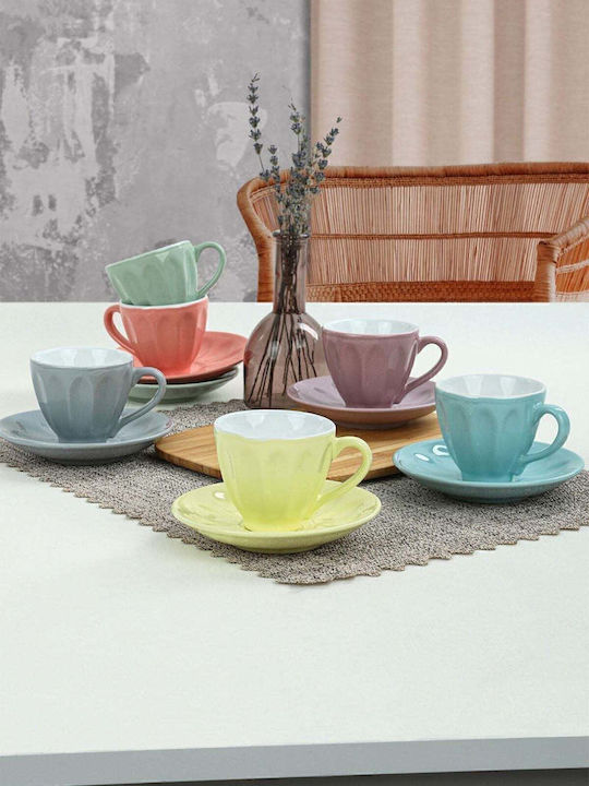 SteweHome Set Ceramic Multicolour Tea Cups 165ml 12 Pieces