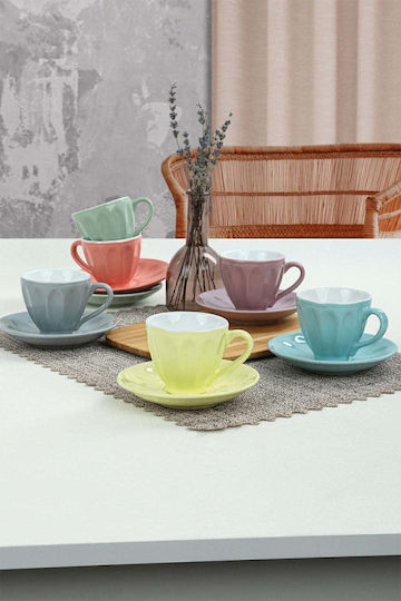 SteweHome Set Tassen Tee Keramik Mehrfarbig 165ml 12Stücke