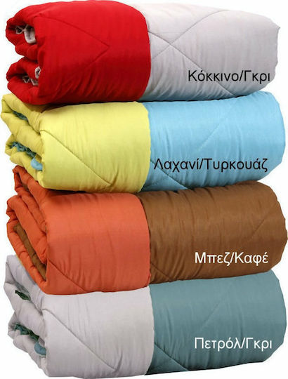 Viopros Πάπλωμα Υπέρδιπλο 220x240εκ. Δίχρωμο Τιρκουάζ/Λαχανί 350 GSM