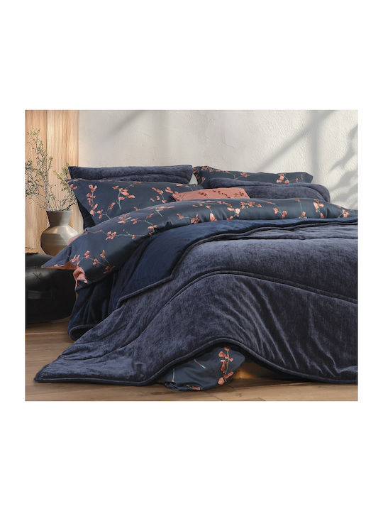 Nef-Nef Homeware Duvet Cover Queen 220x240cm Vania Blue/black 250 GSMGsm