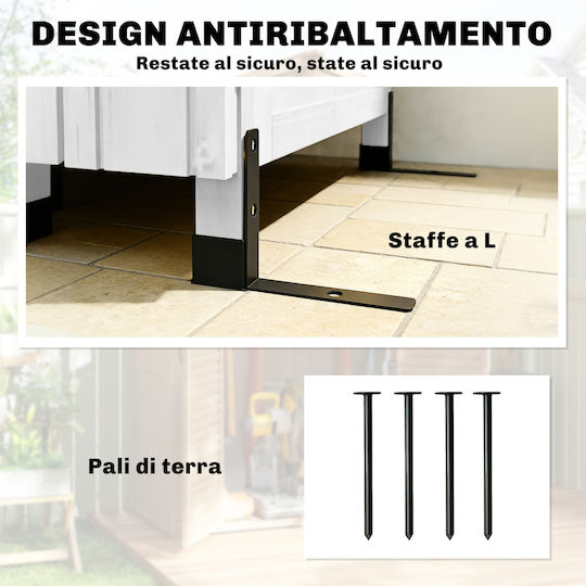 Wooden Garden Shed White with Air Vent L0.85xW0.58xH2.13m