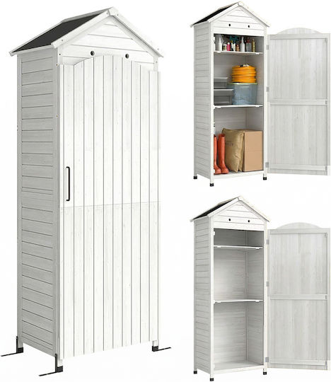 Wooden Garden Shed White with Air Vent L0.85xW0.58xH2.13m