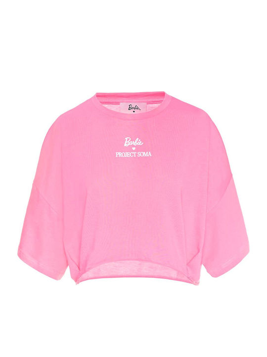 Women's Cotton Short Sleeve Fuchsia Crop Top