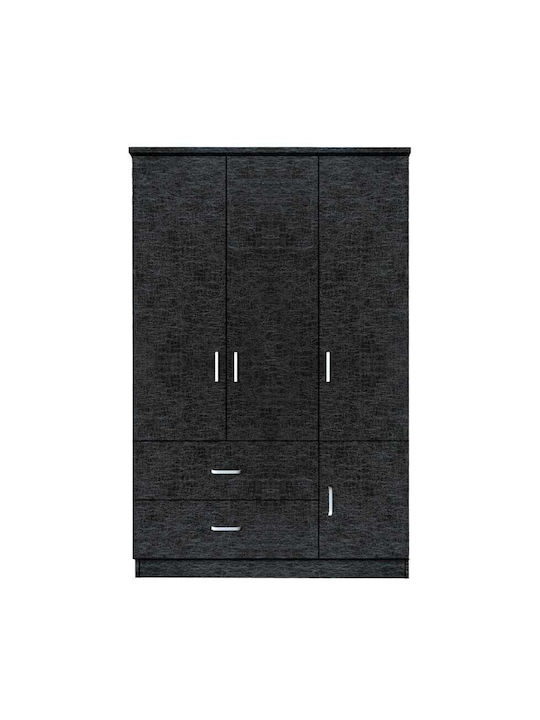 Dreifachtür Kleiderschrank Tuberosa Black Velvet-Black Metal 120x50x180cm