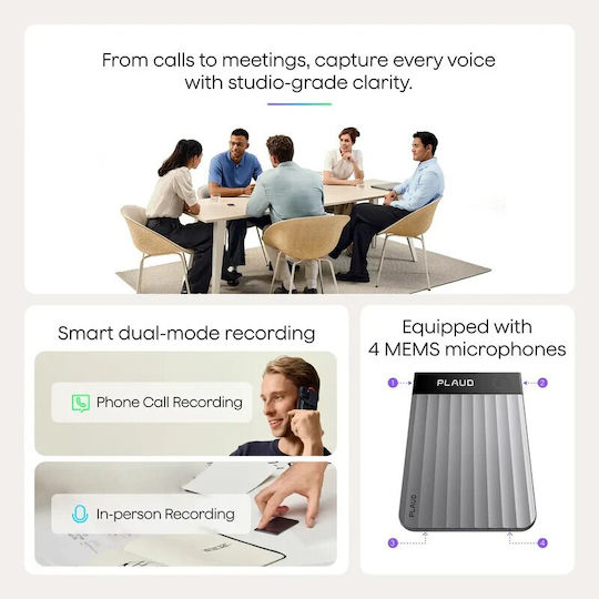 Plaud Voice Recorder Note cu Memorie Internă 64GB